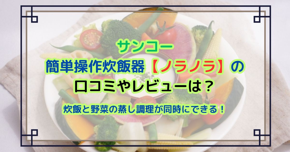 簡単操作炊飯器【ノラノラ】の口コミやレビューは？炊飯と野菜の蒸し調理が同時にできる！
