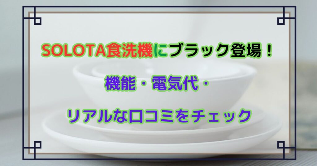 SOLOTA食洗機にブラック登場！機能・電気代・リアルな口コミをチェック